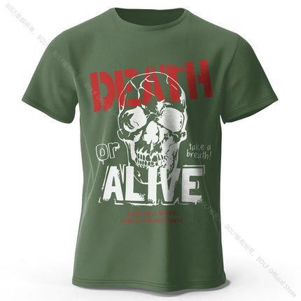 Men's Death or Alive Printed T-Shirt 100% Cotton Oversized Street Graphic Tees for Men Women Summer Tops
