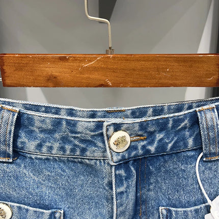 Washed Denim Three-piece Set Vacation Round Neck Three-pocket Edged Jacket Trousers 2025 Spring and Summer New Style Y2k