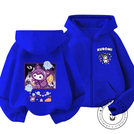 Kids Girls Kuromi Anime Hoodies Long Sleeve Sweatshirts Children Autumn and Winter 3 14 Years Old Cartoon Casual Hooded Tops