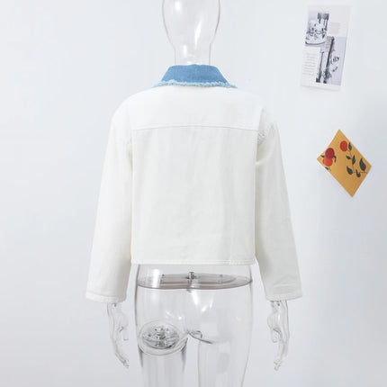 Women Patchwork Fringes Denim Jackets Coats Baggy Long Sleeves Spring Summer Jeans Tops Distressed High Street Elegant Lady Coat