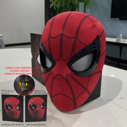 1:1 Marvel Spider Man Headgear Cosplay Moving Eyes Mask Spiderman Remote Control Elastic Mask Toys For Kids Halloween Gifts