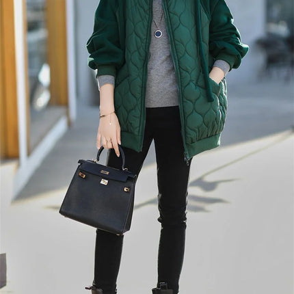Light Down Cotton Suit 2023 Winter New Korean Version Temperament Mother Pack Padded Jacket Hooded Loose Cotton Clothes Female X