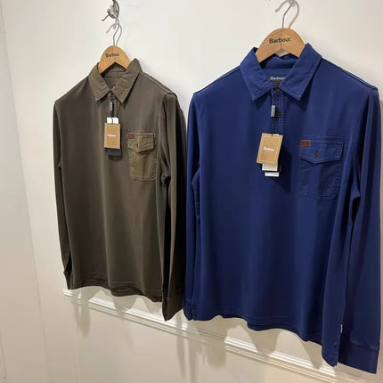 B@r Autumn And Winter Long-sleeved T-shirt With Patch Pockets On The Chest