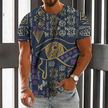 Summer Fashion National Characteristic Clothing Printed Men's And Women's Casual Round Neck Short Sleeve Hip Hop Street T-shirt