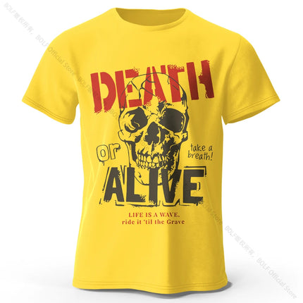 Men's Death or Alive Printed T-Shirt 100% Cotton Oversized Street Graphic Tees for Men Women Summer Tops