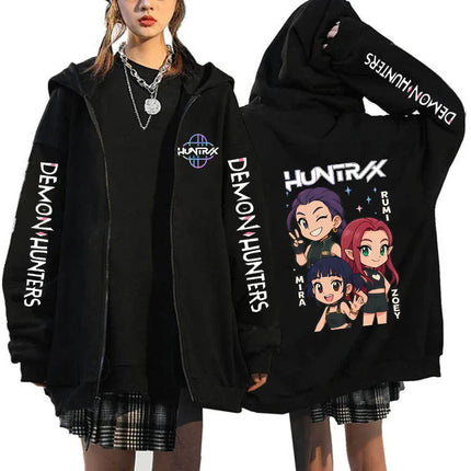 Hot Movie Kpop Demon Hunters Saja Boys Tigers Zip Up Hoodies Women Men Funny Zipper Sweatshirts Y2k Clothes Mange Vintage Hoody
