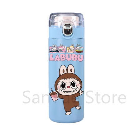 400Ml Water Bottle Cartoon Printed Thermos Cup Pocket Stainless Steel Thermal Coffee Mug Vacuum Insulated Flask Cup Kid Gift
