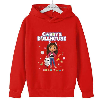 Girls Cute Cartoon Print Gabby's Spring Autumn Long Sleeve Hoodies Casual Tops Clothes 2-13 Years Kids Loungewear Outfits Hoodie