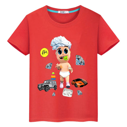 Merch A4 100%Cotton Print T-shirt Summer boy girl clothes y2k one piece Casual Short Tops Vlad A4 anime Tees O-Neck kids clothes