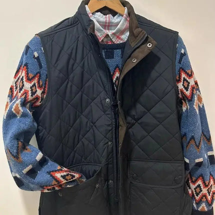 B@r Diamond Check Cotton Vest Black