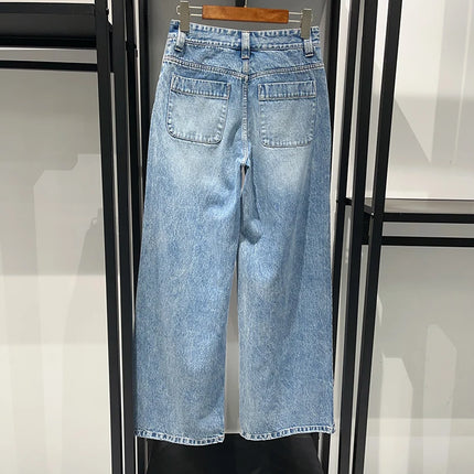 Washed Denim Three-piece Set Vacation Round Neck Three-pocket Edged Jacket Trousers 2025 Spring and Summer New Style Y2k