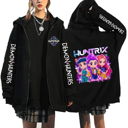 Hot Movie Kpop Demon Hunters Saja Boys Tigers Zip Up Hoodies Women Men Funny Zipper Sweatshirts Y2k Clothes Mange Vintage Hoody