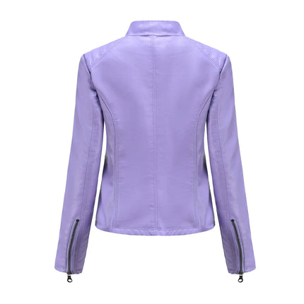 Faux Leather Jacket Women 2025 Spring Autumn Coat Moto Biker Zipper Jacket Woman Outerwears Black Brown Red Pink Coffee XS XXL