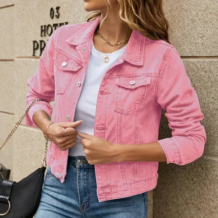 New Long Sleeve winter Slim White Black Jeans Top For Women Solid Denim Jacket Women Short Overcoat Ladies Jackets Tops