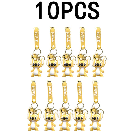 5Set 20PCS Wholesale Stitch Disney Keychain Figure Toy Cute Supple Cartoon Character Toy Keychain Pendant Fan Kid Birthday Gifts