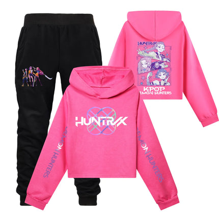 KPop Demon Hunters Hoodies 2pcs Set Kid Clothes Fashion Casual Hooded Sweatshirts K-Pop Demon Hunters Pullover