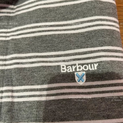 B@r Long-sleeved Cotton T-shirt With Grey Horizontal Stripes