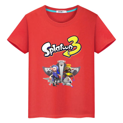 Splatoon print t shirt for kids boy 10year Cartoon 100%Cotton Short anime Tees Tops pride tshirt y2k one piece girls clothes