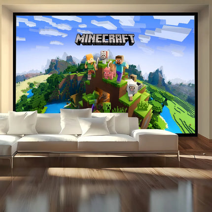M-Minecraft Photo Backdrop Kids Happy Birthday Party Photography Backgrounds Banner Photoshoot Backdrops