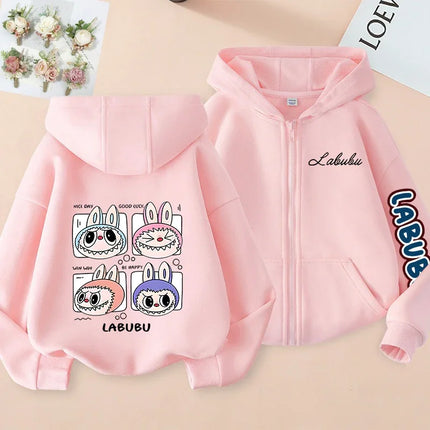 2025 Pop-mart Labubu Children's Coat Anime Cartoon Fashion Loose Coat Boys And Girls Autumn Hip-hop Sweatshirt Adult Clothing