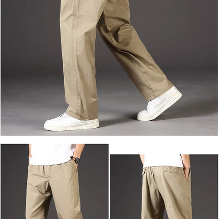 Spring Autumn Mens Cargo Pants Casual Sweatpants Relaxed Fit Cotton Pants American Style Large Size Sports Outdoor Pants