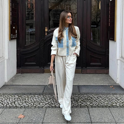 Women Patchwork Fringes Denim Jackets Coats Baggy Long Sleeves Spring Summer Jeans Tops Distressed High Street Elegant Lady Coat