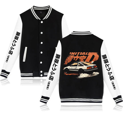 Anime Initial D Graphic Jacket Hoodies AE86 Gothic Y2k Baseball Jacket Sweatshirts Funny Mange Vintage Coats Streetwear Clothes