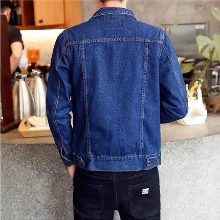 Black Men Denim Jacket, Single-breasted Lapel Coat, Fashionable Casual Tops, Dark Blue and Light Blue Can Be Selected,M-5XL