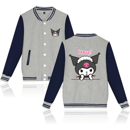 Kuromi Varsity Baseball Bomber Jackets Men Women Clothes Streetwear Kids Boys Girls Harajuku Jacket Single Coats