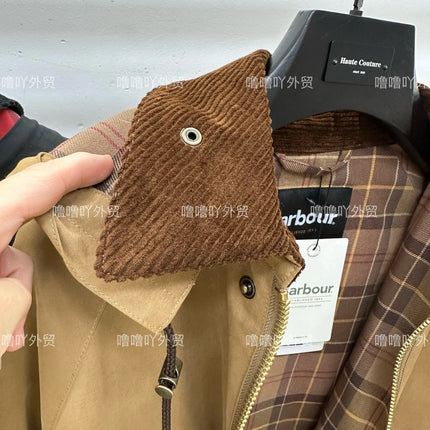 B@r X Ships Joint Japanese Unwaxed Jacket Red Plaid Sleeves Women's Hooded Jacket Loose