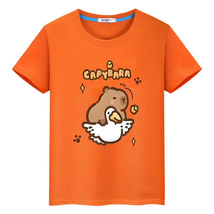 t shirt for kids boy10year Capybara print 100%Cotton anime Short y2k one piece Capybara Cute Tees Tops pride tshirt girl clothes