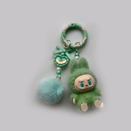 LAFUFU Kawaii Mini Keychains Flocking Backpack Pendant Key Chain LA-BU-BU Pendant Doll Cute Backpack Pendant Gifts for Girls