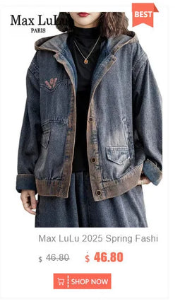 Max LuLu 2025 Spring Vintage Design Clothes Womens Fashion Denim Jackets Ladies Loose Classic Coats Casual Patchwork Outerwear