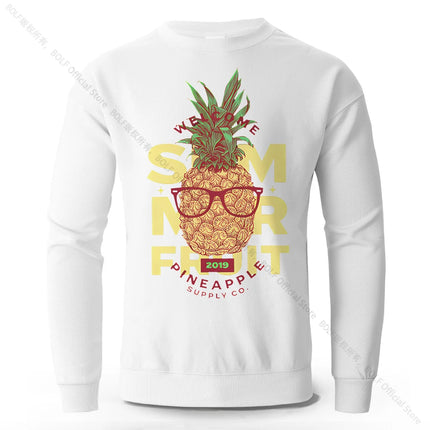 Men's Smmer Fruit Printed Pure Cotton Sweatshirts Oversized Classic Street Graphic Pullovers Holiday for Men Women Tops