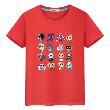 Dandys World print t shirt for kids boy 10year 100%Cotton Tees y2k one piece anime Short pride tshirt Cartoon Tops girls clothes