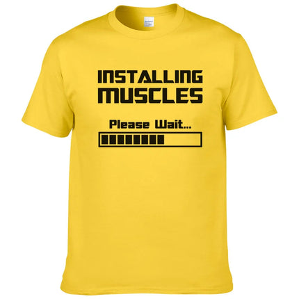 Summer New Tshirts Installing Muscles Please Wait Loading Bar Funny Print T Shirt Men Women  Cotton Short Sleeve Cool Tees #310
