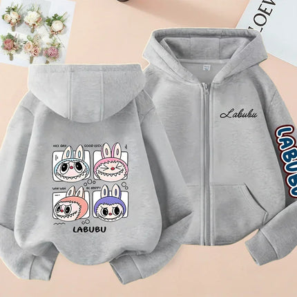 2025 Pop-mart Labubu Children's Coat Anime Cartoon Fashion Loose Coat Boys And Girls Autumn Hip-hop Sweatshirt Adult Clothing