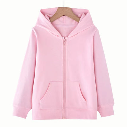 Children tops Zipper style Hoodies Coat Boy black Girls Pink Age 3-12 Kids Sweatshirt festival festival gifts Solid color