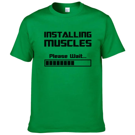 Summer New Tshirts Installing Muscles Please Wait Loading Bar Funny Print T Shirt Men Women  Cotton Short Sleeve Cool Tees #310