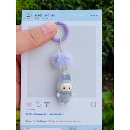 New Mini Standing and sitting postures Monster Car Keychain Flocking doll Bag Cell Phone Charm Pendant Backpack Decoration Gift