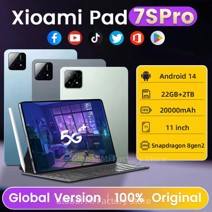 2025 NEW Original Xioami Pad 7S Pro Tablet 11inch HD 4K Snapdragon 8gen2 Android14 22GB+2T 20000mAh 5G Dual SIM WiFi GPS Tablet