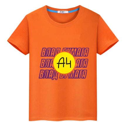 Merch A4 100%Cotton T-shirt Short Tops boys girl clothes y2k one piece Summer Влад Бумага a4 Anime Tees Casual kids clothes