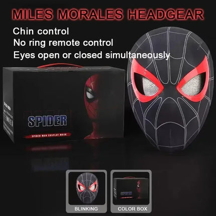 1:1 Marvel Spider Man Headgear Cosplay Moving Eyes Mask Spiderman Remote Control Elastic Mask Toys For Kids Halloween Gifts