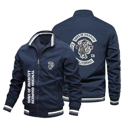 Men's printed jacket, fashionable American street jacket, men's motorcycle jacket, Knight S-XL