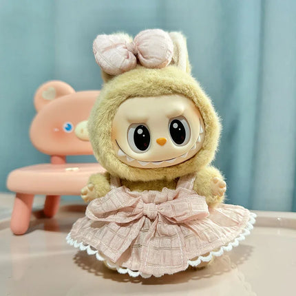 Labubu 15cm/17cm Doll Clothing Sitting Party Strawberry Tank Top Skirt Paired With Princess White Shoes Princess Baby Clothes
