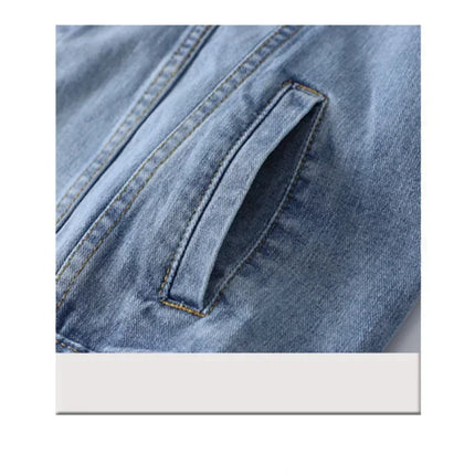 Vintage Women Jacket 2024 Autumn Winter Oversize Denim Jackets Washed Blue Jeans Coat Turn-down Collar Outwear Bomber Jacket