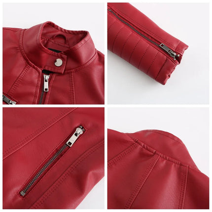 2025 Women's Leather Jacket Spring Autumn Thin Motorcycle Suit European Size Leather Jacket Short Fashion Women's Jacket