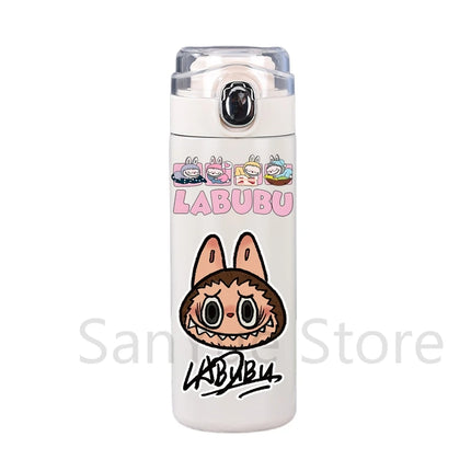 400Ml Water Bottle Cartoon Printed Thermos Cup Pocket Stainless Steel Thermal Coffee Mug Vacuum Insulated Flask Cup Kid Gift