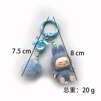 LAFUFU Kawaii Mini Keychains Flocking Backpack Pendant Key Chain LA-BU-BU Pendant Doll Cute Backpack Pendant Gifts for Girls