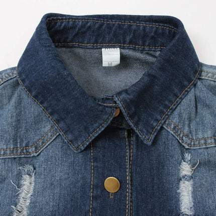 Women Jeans Jackets Spring Summer Ripped Denim Vintage Casual Denim Jacket Long Sleeve Female Chic Coat Streetwear 2024